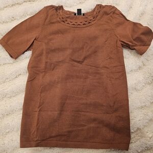 Ann Taylor Petite Brown Top with Cutout Design